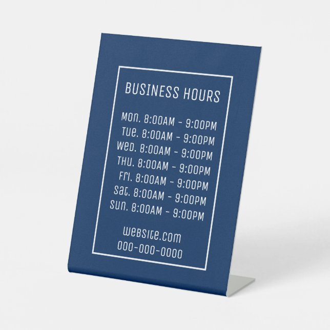 Blue Business Hours Sign (Front)