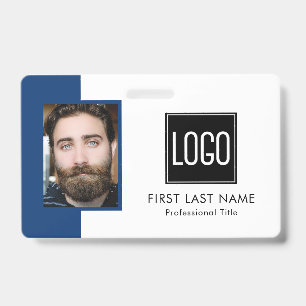 Blue Business ID Badge – Photo & Company Logo