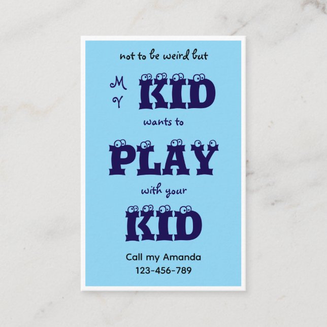 Blue Business Kid's Playdate Card (Front)