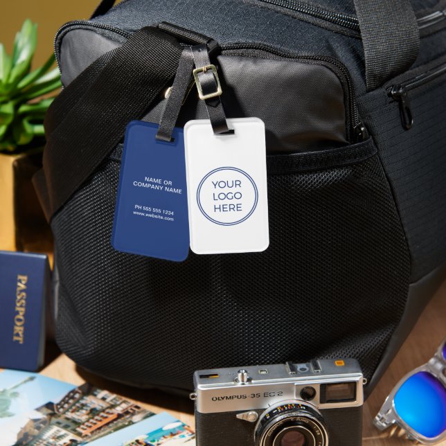 Blue Business Logo Luggage Tag (Front & Back)
