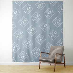 Blue Business Logo Pattern Trade Show Backdrop Tapestry