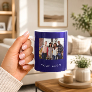 Blue business logo rectangular photo coffee mug