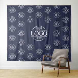 Blue Business Logo Step & Repeat Backdrop Banner Tapestry