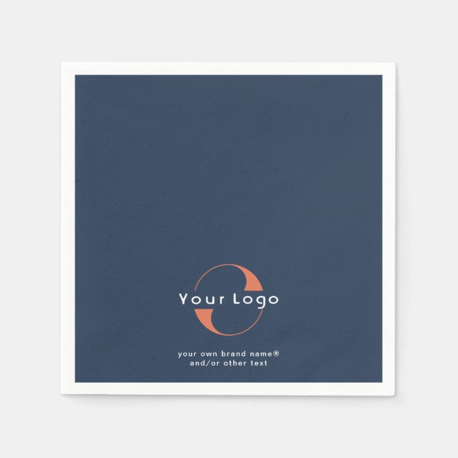 Blue Business logo + text Company brand Modern Napkin (Front)