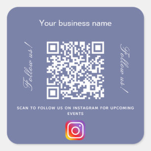 Blue business name qr code instagram square sticker