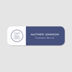 Blue Business Name Tags with Logo & Job Title