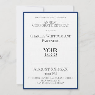 Blue Business or Corporate Event with Custom Logo Invitation