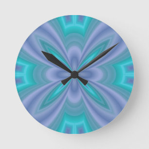 Blue Butterflies Abstract Round Clock