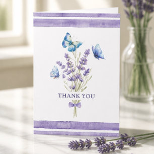Blue Butterflies and Lavender Thank You Card
