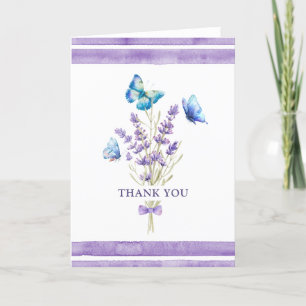 Blue Butterflies and Lavender Thank You Card