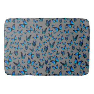 blue butterflies bath mat