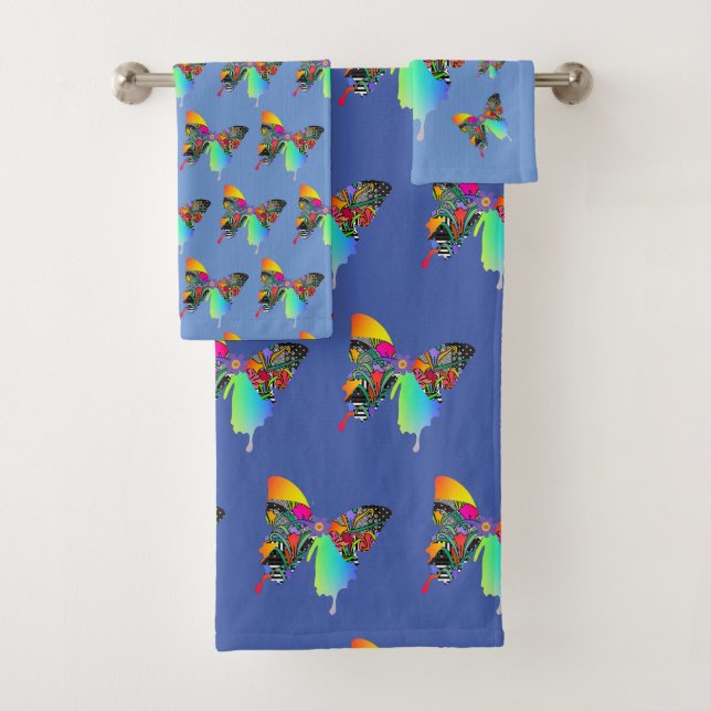 Blue Butterflies  Bath Towel Set (Insitu)