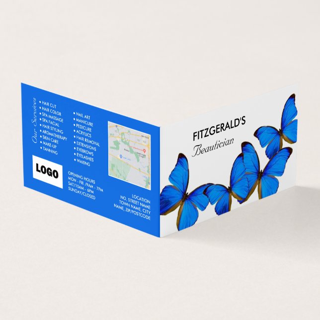 Blue Butterflies, Beautician, Loyalty Card, Business Card (Outside)