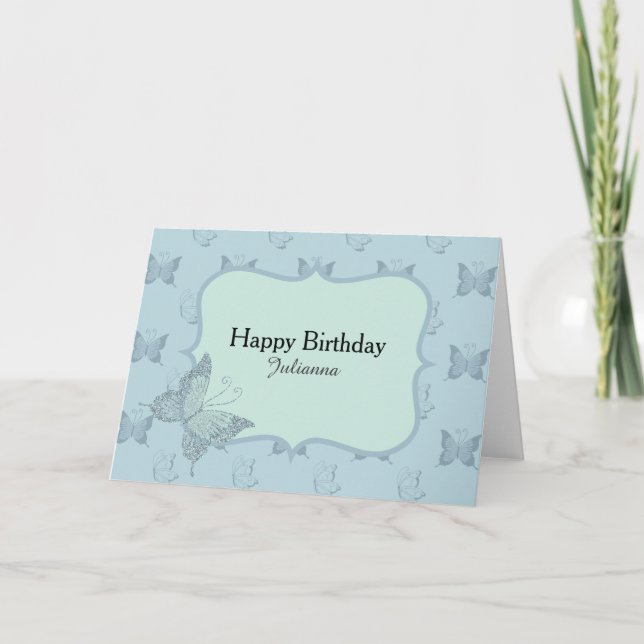 Blue Butterflies Birthday Card (Front)