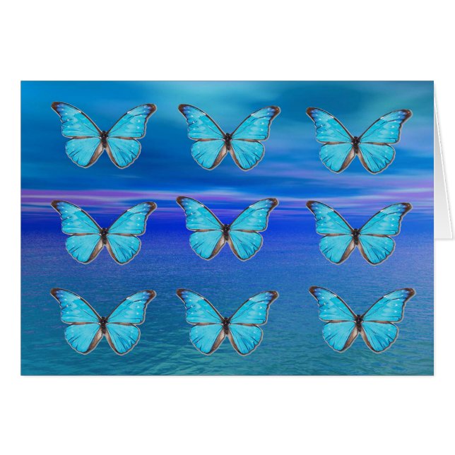 Blue Butterflies Birthday Card (Front Horizontal)