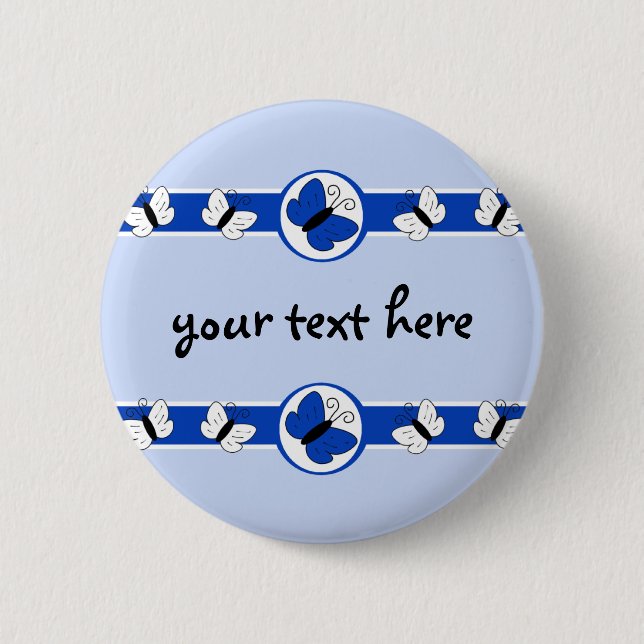Blue Butterflies Button (Front)