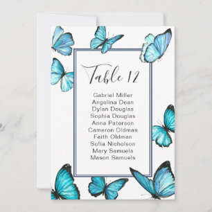 Blue butterflies. Classy Wedding seating chart Invitation
