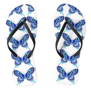 blue butterflies design flip flops