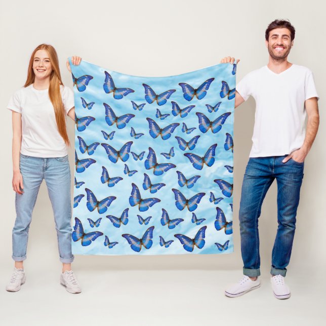 Blue Butterflies Fleece Blanket (In Situ)