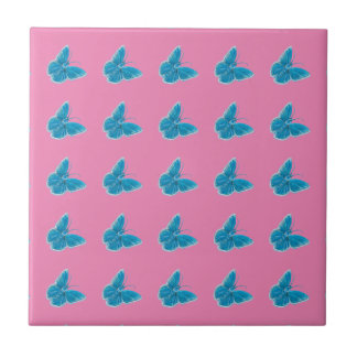 Blue Butterflies Fluttering Illustration Pattern Tile