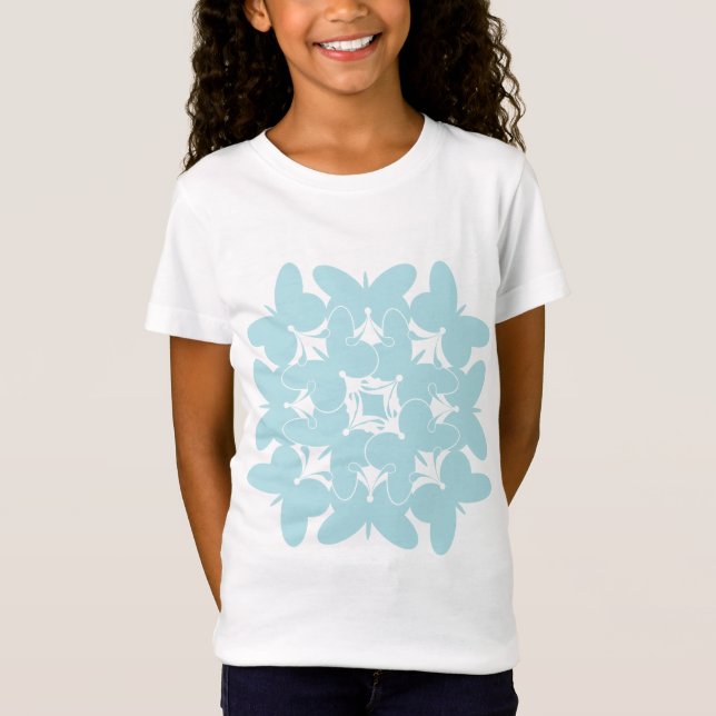 Blue Butterflies Girl's Tshirt (Front)