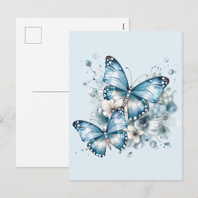 Blue Butterflies Holiday Postcard (Front/Back)