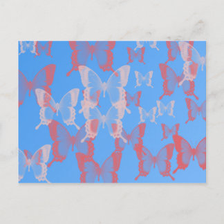 blue butterflies in blue calmy background postcard