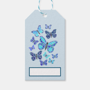 Blue Butterflies In Dots Gift Tags