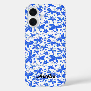 Blue butterflies iPhone wallet case