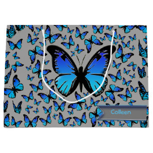 blue butterflies large gift bag