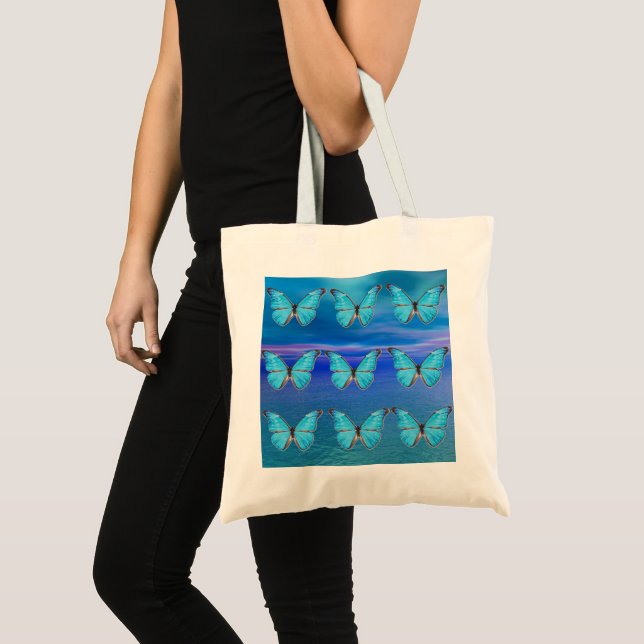 Blue Butterflies Large Tote Bag (Front (Product))