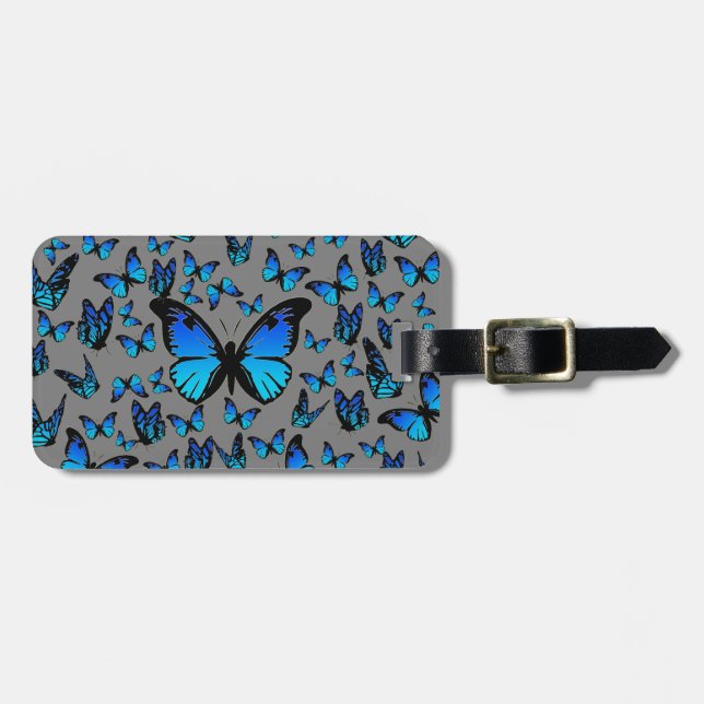 blue butterflies - luggage tag (Front Horizontal)