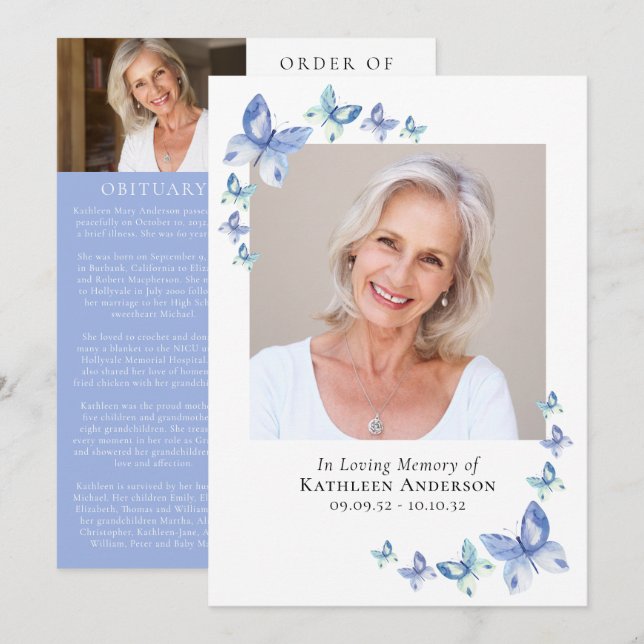 Blue Butterflies | Memorial Programme (Front/Back)