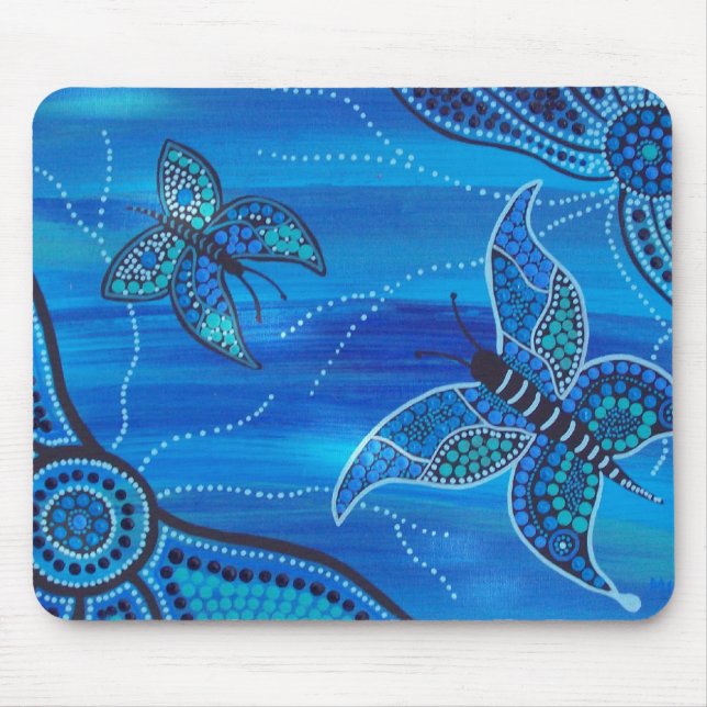Blue Butterflies Mouse Mat (Front)