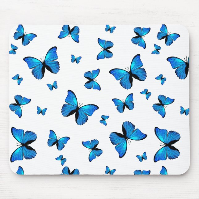 Blue Butterflies Mouse Mat (Front)