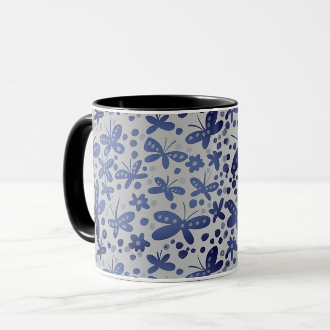 Blue butterflies mug (Front Left)