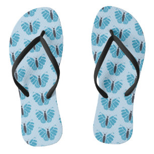 Blue Butterflies on light blue flip flops