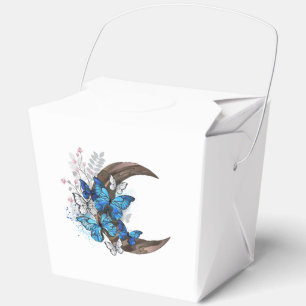 Blue butterflies on wooden crescent favour box