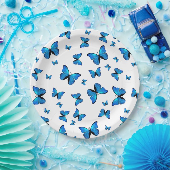Blue butterflies paper plate (Party)