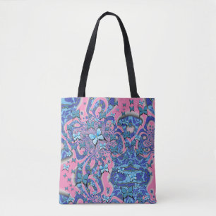 Blue Butterflies Psychedelic Dream Tote Bag