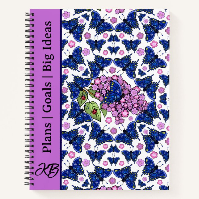 Blue Butterflies Purple Lilacs Ladybugs Journal (Front)