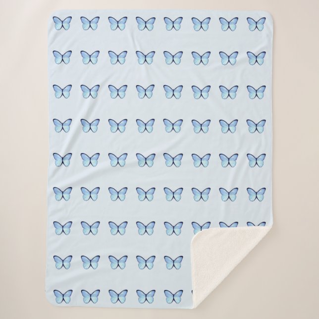 Blue Butterflies Sherpa Blanket (Front)