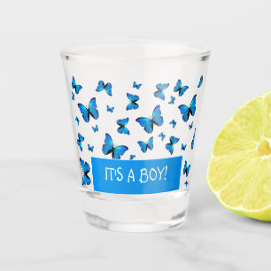 Blue butterflies shot glass