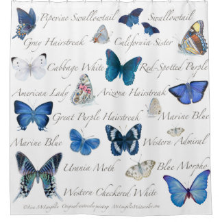 Blue Butterflies Shower Curtain