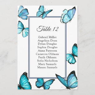 Blue butterflies. Simple Wedding seating chart Invitation