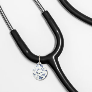Blue Butterflies Stethoscope ID Tag