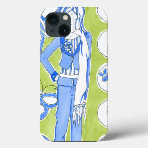 Blue Butterflies Surrounding Glamorous Girl iPhone 13 Case