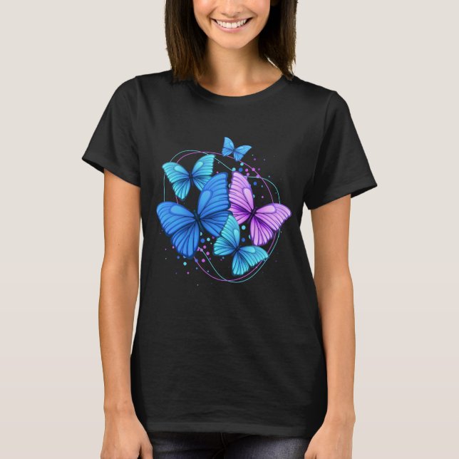 blue butterflies T-Shirt (Front)