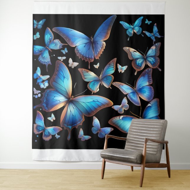 Blue butterflies tapestry (In Situ)