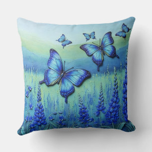 Blue Butterflies with Blue Flowers, Cushion